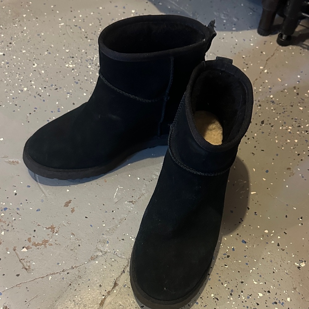 UGG Black Ankle Wedge Boots